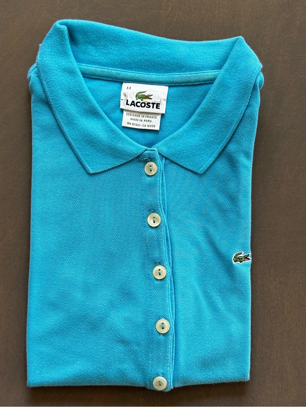 Lacoste Women’s Turquoise Button-Down Polo Shirt